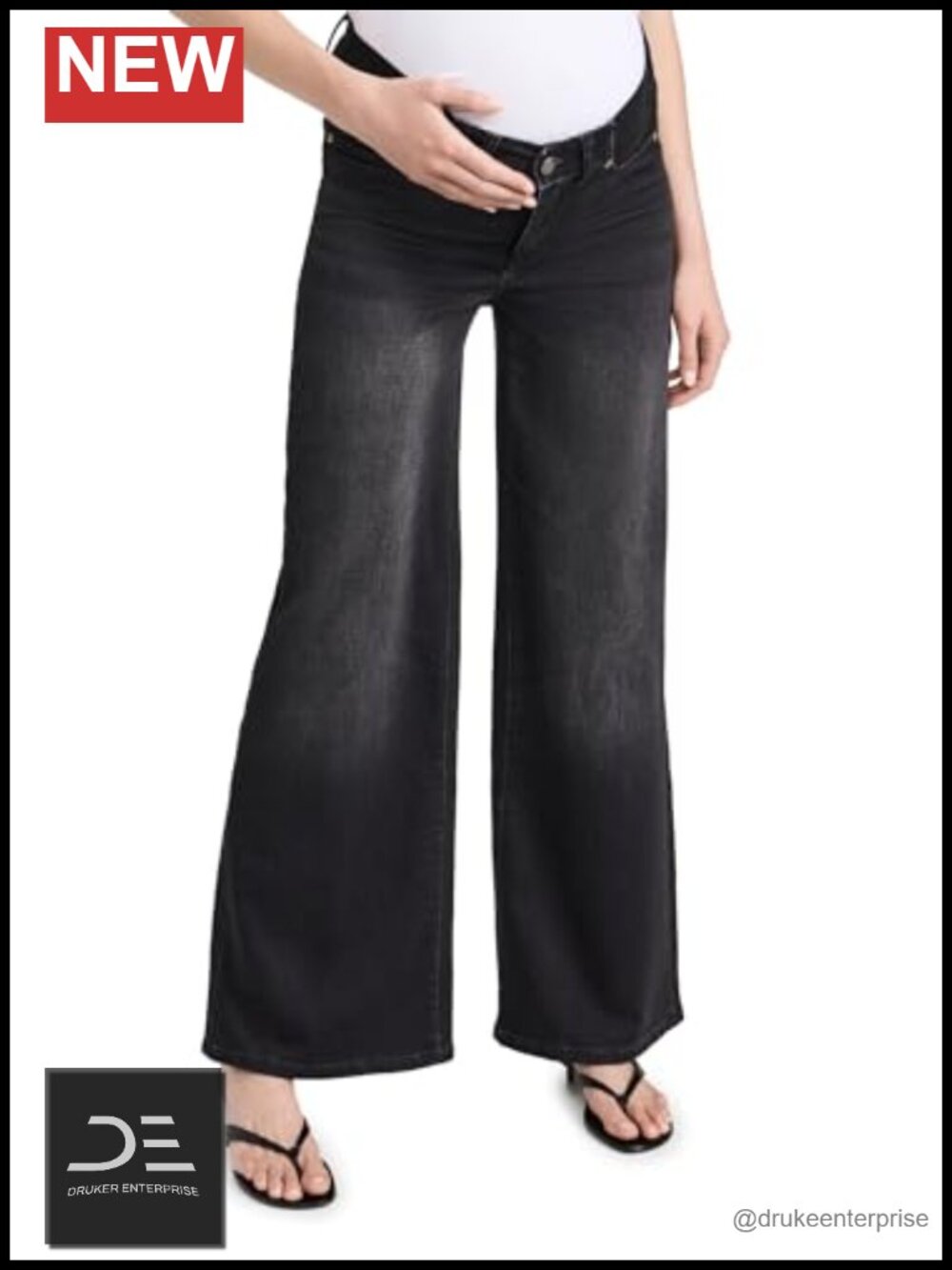 Women's Hepburn Wide Leg Maternity Jeans High Rise 32